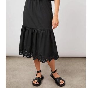 Rails Black Rhea Peasant Skirt Women's Size M Elastic Waist Eyelet Detail